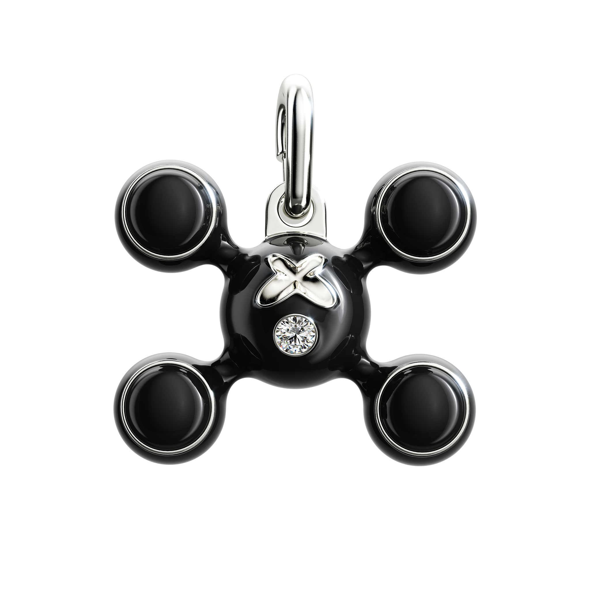 A detail of Sphere Legs Pendant in Black